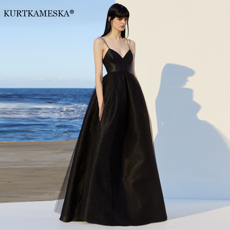 Women'S Formal Wear Wedding - スパゲッティストラップ付きイブニングロングドレス,エレガント,イブニングドレス,結婚式用,深いVネック,ホルター,マキシ,サマーコレクション2022