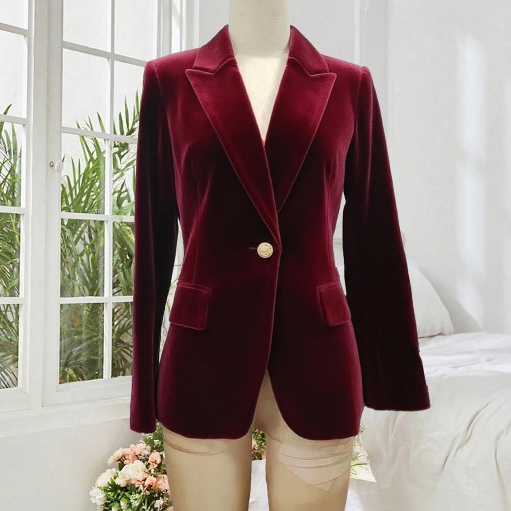 Women'S Formal Wear Wedding - ベルベット大サイズ女性プロムピークドラペルレディオフィスタキシード結婚式のゲスト着用スリムフィットイブニングフォーマルブレザーアウター