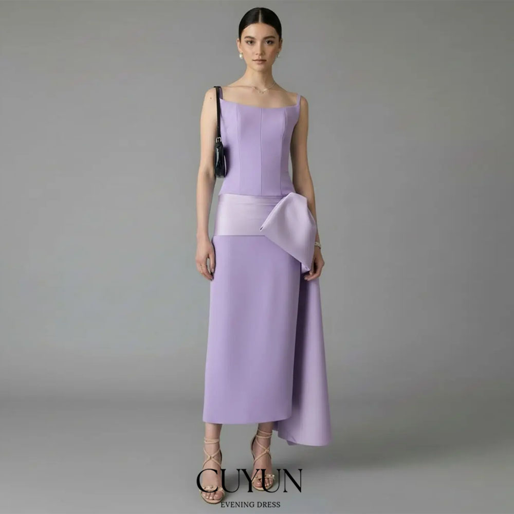 Women'S Semi Formal Evening Wear - CUYUN カスタマイズレディースパーティードレス 結婚式ゲスト用 ティーレングス ストレート ノースリーブ