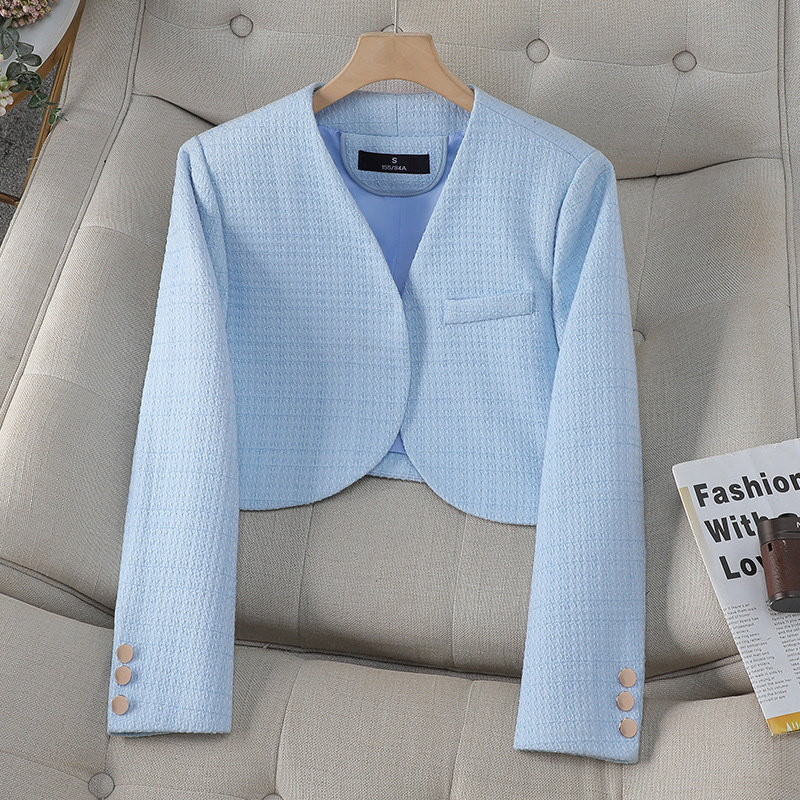 Women'S Formal Wear Cardigan - 女性用長袖コート,フォーマルブレザー,カーディガン,作業服,ショートジャケット,女性用トップス,秋のファッション,白,青,黒