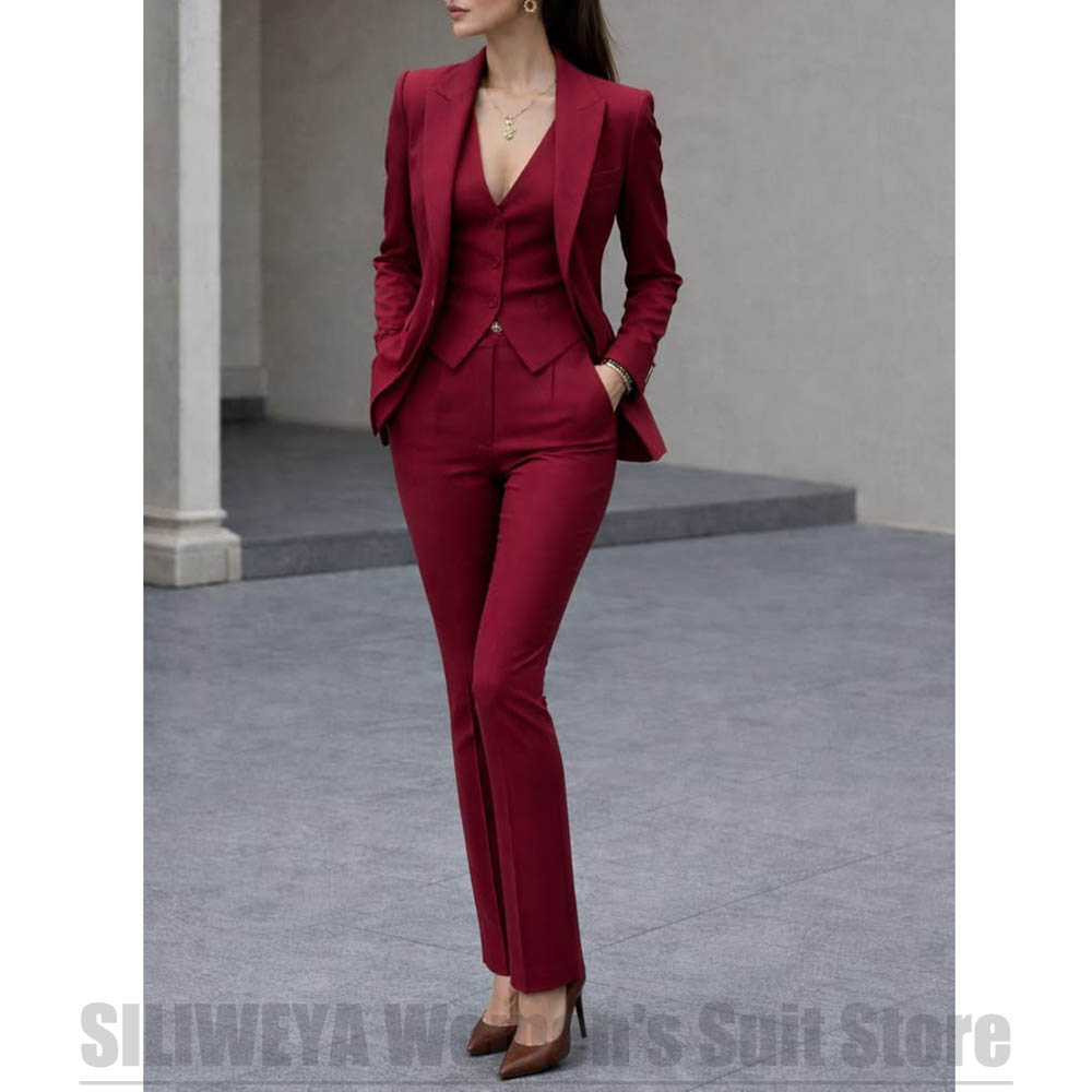 Women'S Formal Wear Wedding - 女性 3 ピーススーツセットブレザーベストパンツエレガントフォーマルオフィスビジネスウェア女性のための結婚式パーティー仕事プロフェッショナル衣装