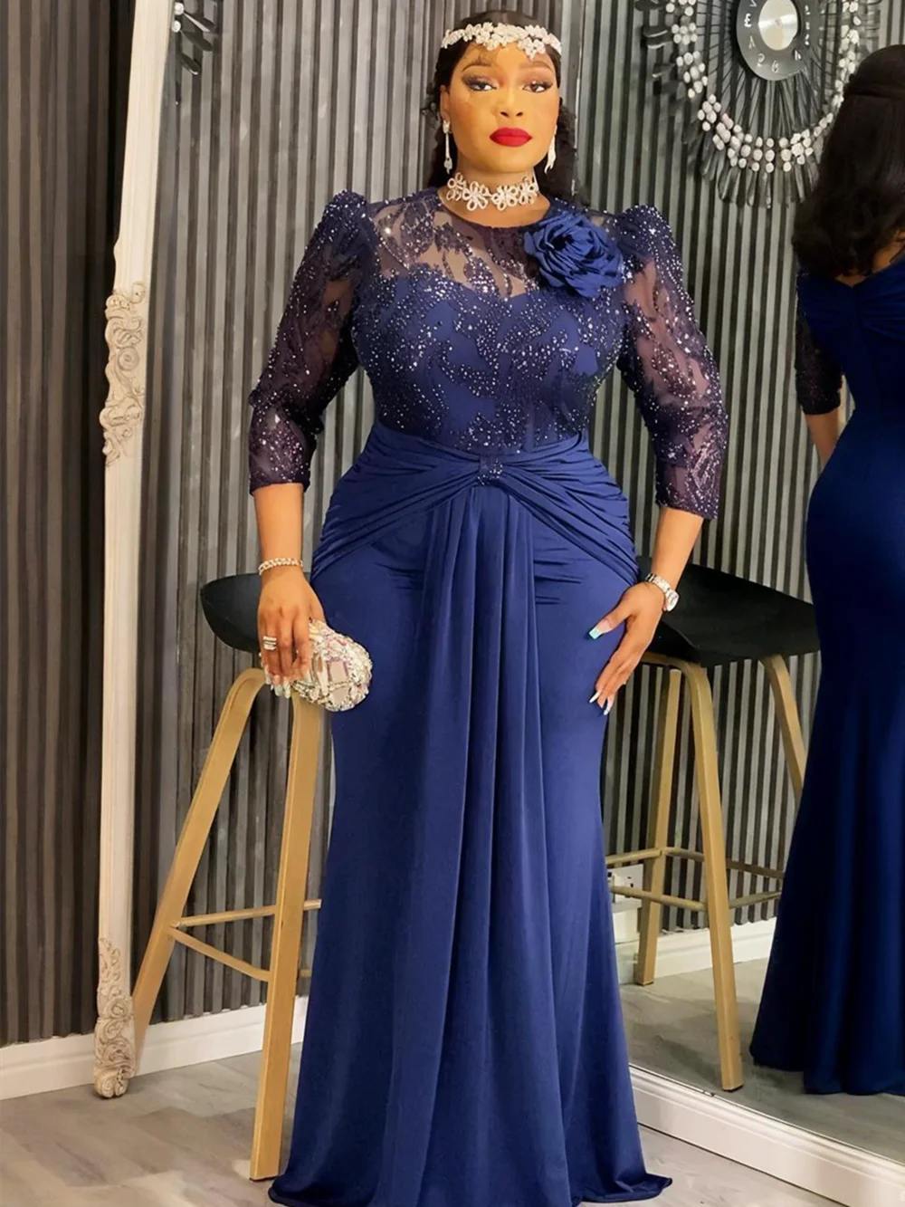 Women'S Formal Wear Wedding - プラスサイズのアフリカのパーティードレス、女性用ダシキ、スパンコールのセクシーなボディコンロングドレス、エレガントな衣装、ムスリムの結婚式、イブニングガウン