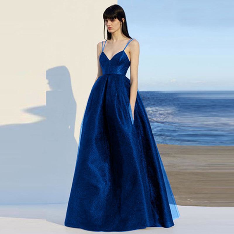 スパゲッティストラップ付きイブニングロングドレス,エレガント - Women'S Formal Wear Wedding のレビューと価格
