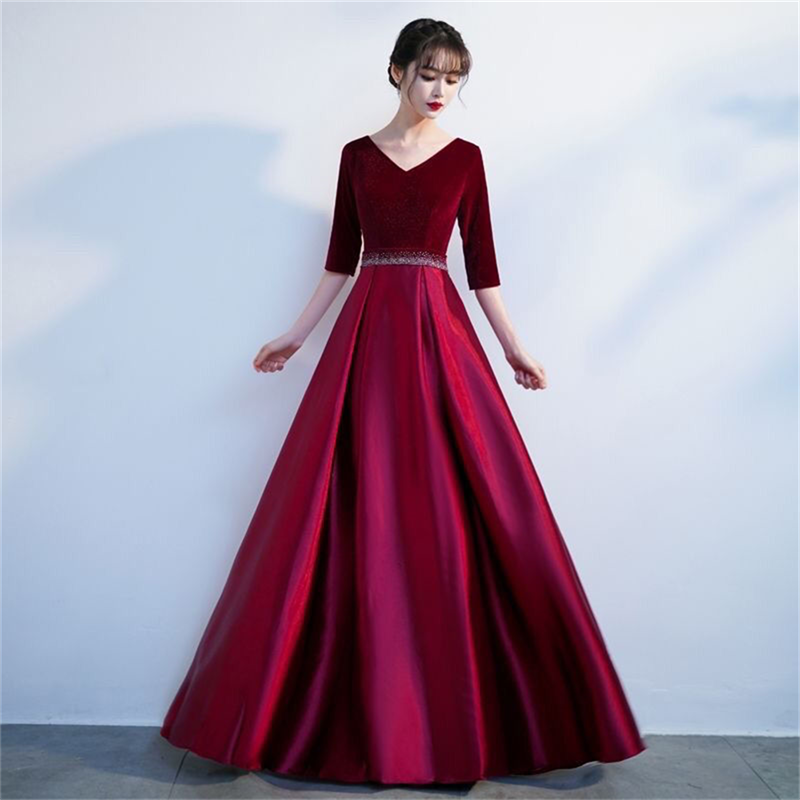 大学スタイルのロングドレス,エレガントなフルドレス,ソロ,卒 - Woman Formal Wear のレビューと価格