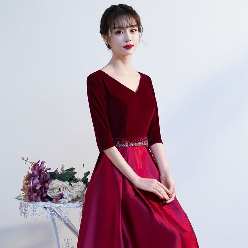 大学スタイルのロングドレス,エレガントなフルドレス,ソロ,卒 - Woman Formal Wear のレビューと価格
