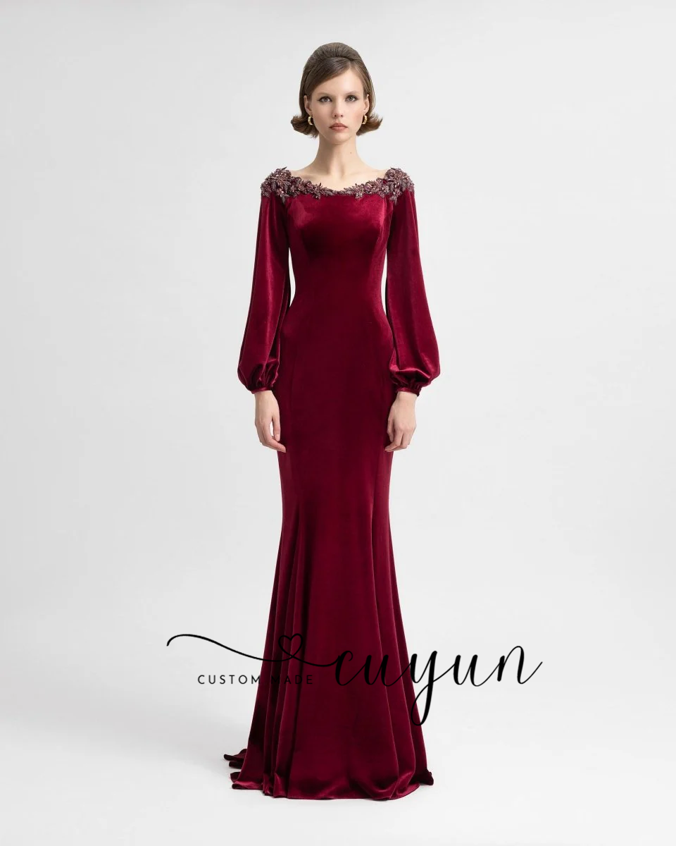 CUYUN カスタムメイド セミマーメイド バーガンディ イ - Women'S Semi Formal Evening Wear のレビューと価格