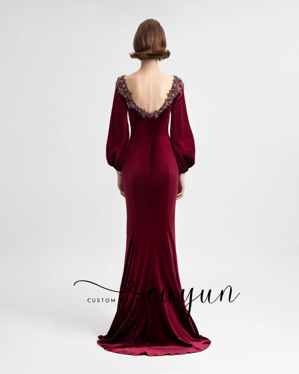 CUYUN カスタムメイド セミマーメイド バーガンディ イ - Women'S Semi Formal Evening Wear のレビューと価格