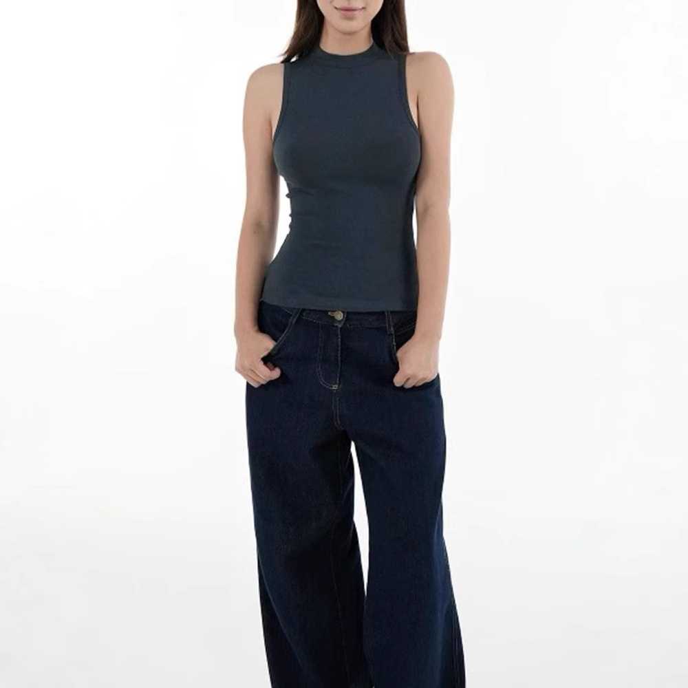 レトロスポーツセミハイネックノースリーブトップス、スリムフィ - Women'S Semi Formal Evening Wear のレビューと価格