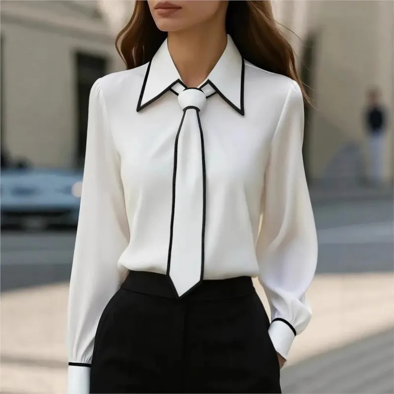 女性のブラウスファッションシャツフォーマル蝶ネクタイ長袖コン - Women'S Formal Wear Suits のレビューと価格