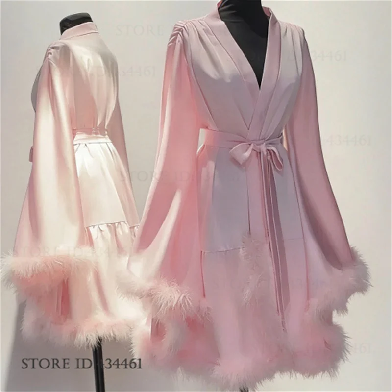 高級ビッグスリーブ毛足の長い袖口付きレディースローブナイトガ - Women'S Formal Wear Wedding のレビューと価格