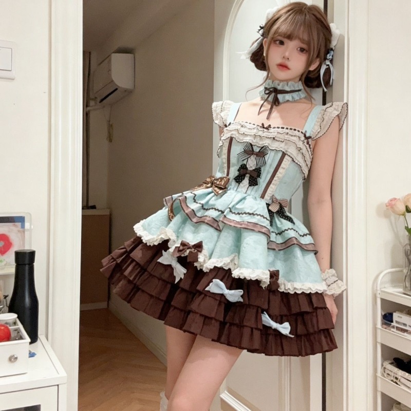 甘い日本の素敵な JK ドレスセット女性かわいいリボンノース - Shift Dress Sleeveless のレビューと価格