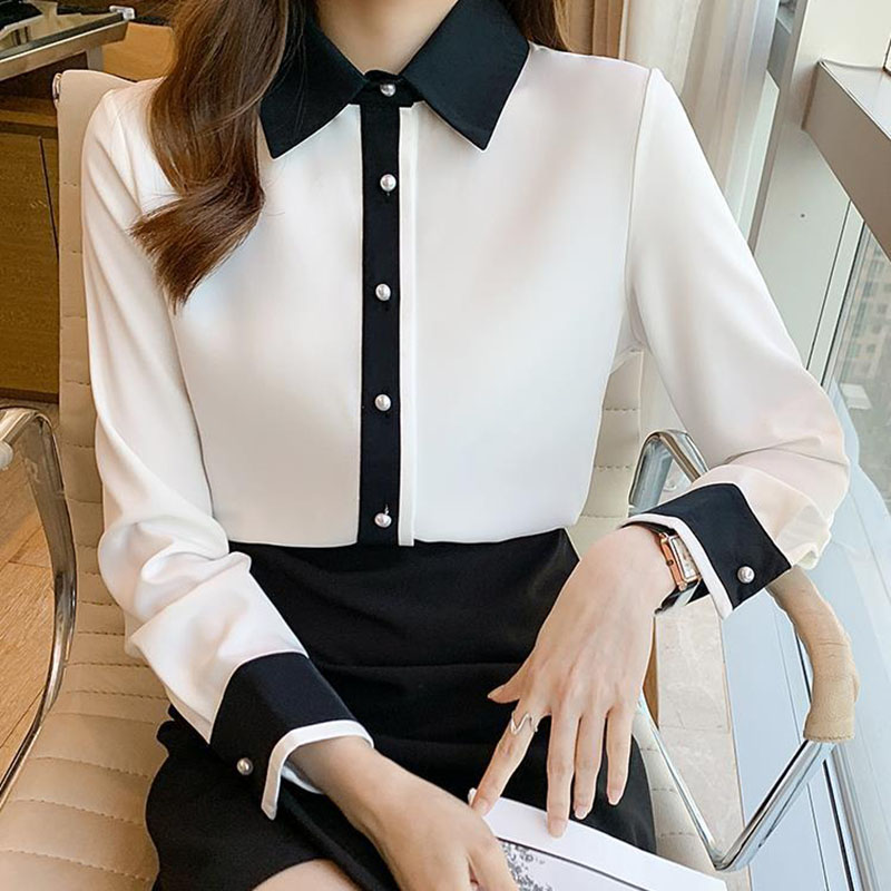 女性用ホワイトシフォンシャツ韓国シックなシングルブレストコン - Women'S Formal Wear Suits のレビューと価格