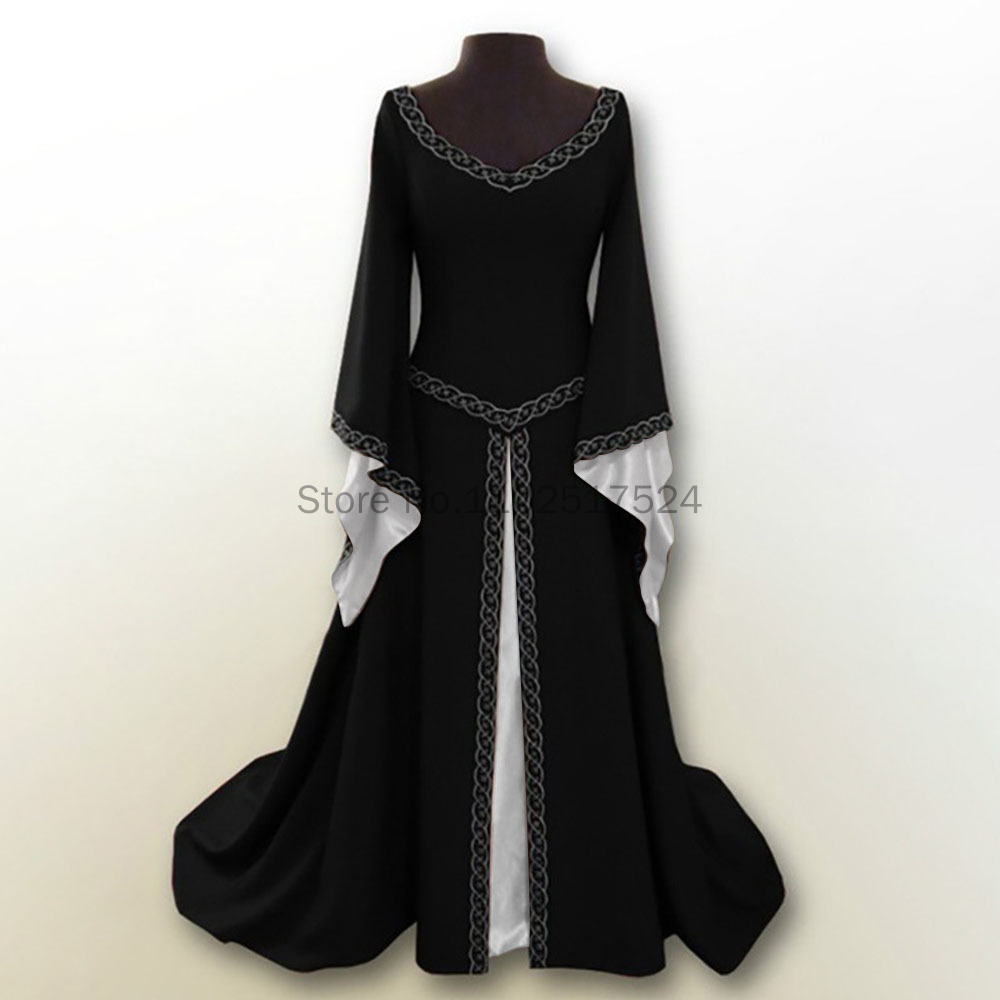 レディース中世ルネッサンス白のウェディングロングドレスケルト - Women'S Formal Wear Wedding のレビューと価格