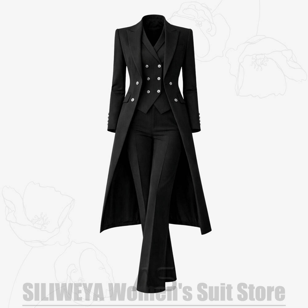 レディーススーツ 3ピース ダブルブレスト ロングコート ベ - Women'S Formal Wear Wedding のレビューと価格