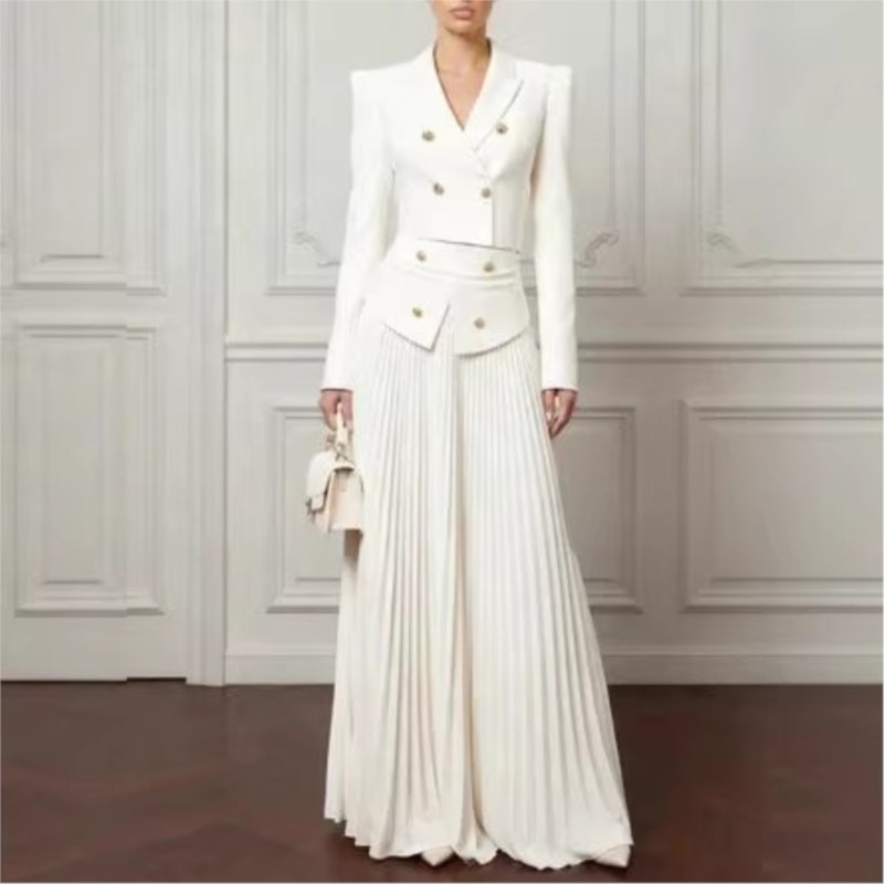 エレガントな気質の2ピースセット、ラペルボタンブレザーコート - Formal Women'S Wear のレビューと価格