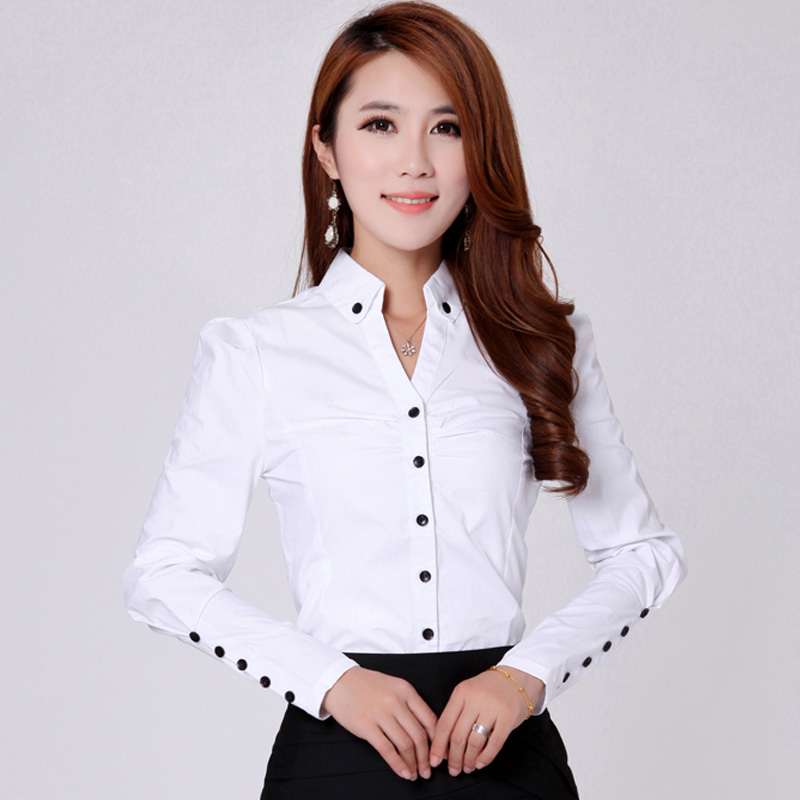 女性用長袖ホワイトシャツ,Vネック,プロのドレス,気質,多用 - Women'S Formal Wear Suits のレビューと価格